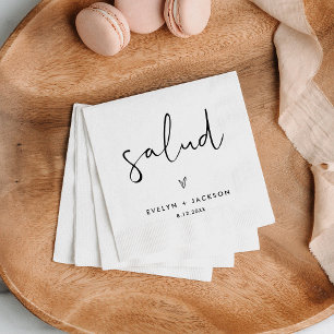 STELLA Minimalist Wedding Salud Cheers Cocktail Napkin