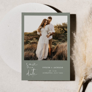 STELLA Modern Edgy Photo Save The Date Sage Invitation