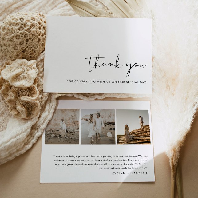 STELLA Modern  Photo Wedding Thank You Card (Creator Uploaded)