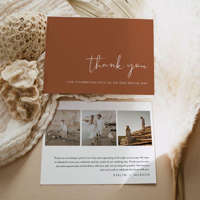 STELLA Modern  Photo Wedding Thank You Card Sienna (Creator Uploaded)