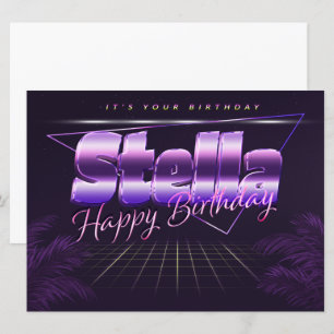 Stella Name Vorname lila retro Karte Geburtstag Card