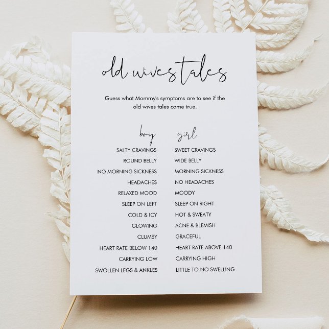 STELLA Old Wives Tales Baby Shower Game Card (Creator Uploaded)