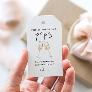 STELLA Pop it Champagne Baby Shower Favour Tag