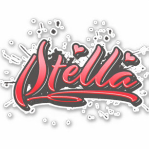 Stella red Heart Graffiti Sticker