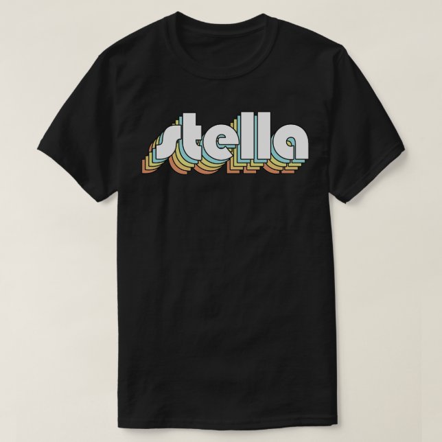 Stella Retro Rainbow Typography Faded Style T-Shirt (Design Front)