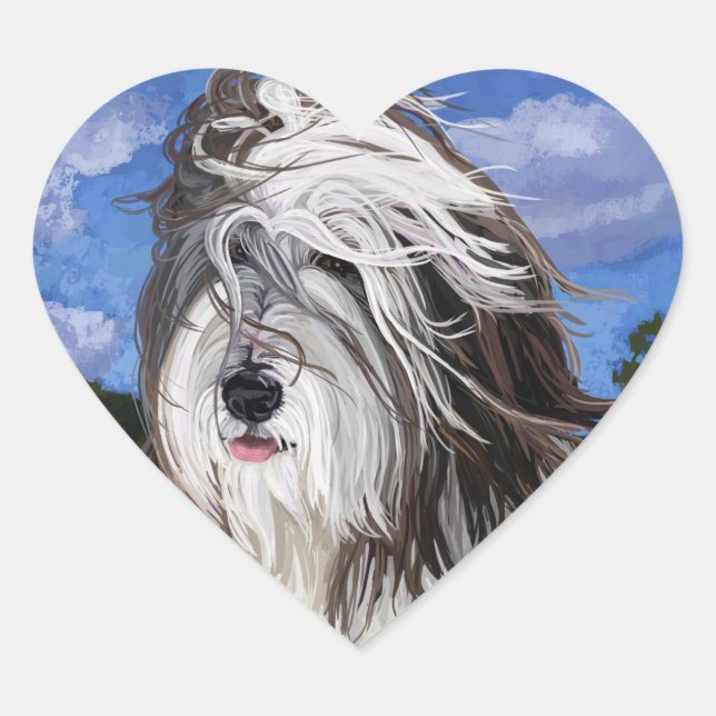Stella the English Sheep Dog Heart Sticker (Front)
