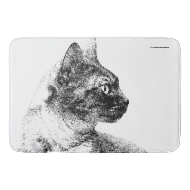 Stella the Grey Cat Bath Mat (Front)
