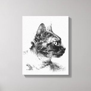 Stella the Grey Cat Charcoal Sketch Canvas Print