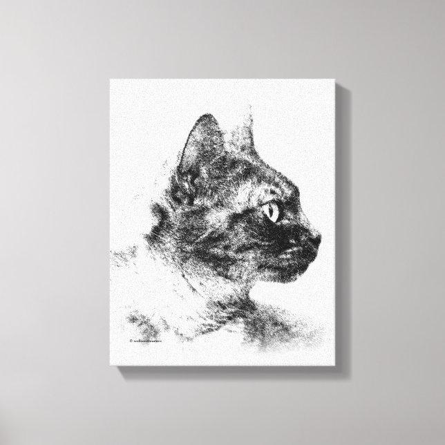Stella the Grey Cat Charcoal Sketch Canvas Print (Front)