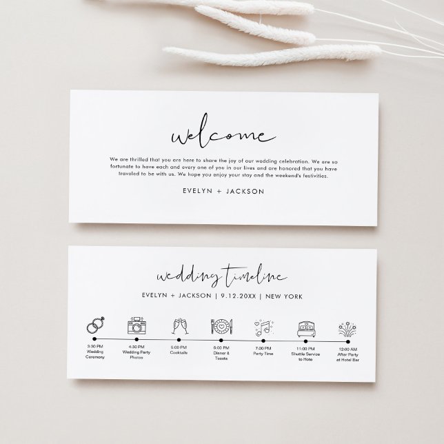 STELLA Wedding Timeline and Welcome Letter 9x4 (Front and Back)