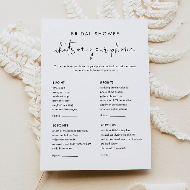 STELLA What's on Your Phone Bridal Game Card (Creator Uploaded)