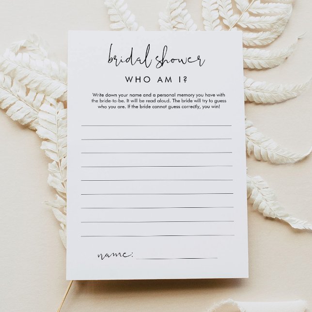 STELLA Who Am I Bridal Shower Game Card (Creator Uploaded)