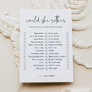 STELLA Would She Rather Bridal Shower Game Card