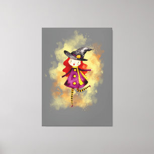 Stellalunarts Halloween Witch Cute Girl Canvas Print