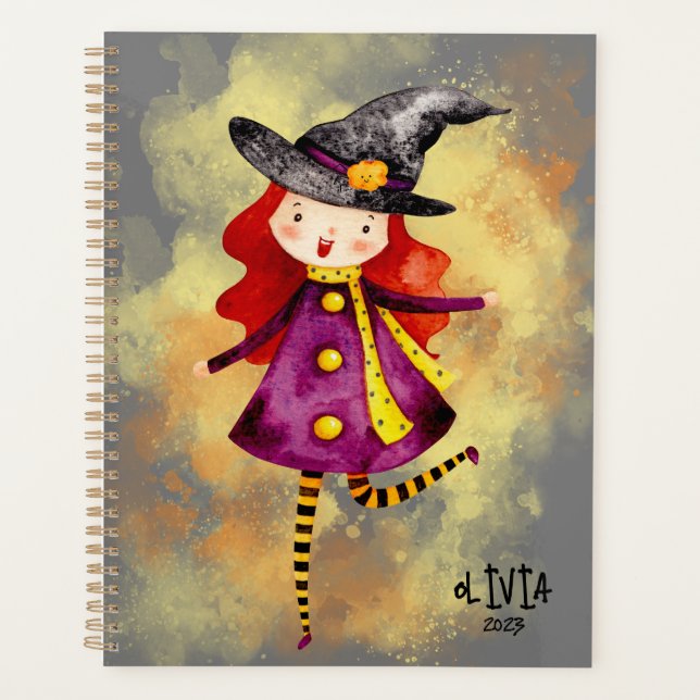 Stellalunarts Halloween Witch Cute Girl Planner (Front)