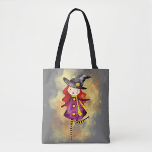 Stellalunarts Halloween Witch Cute Girl Tote Bag