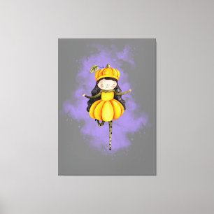 Stellalunarts Pumpkin Halloween Cute Girl Canvas Print
