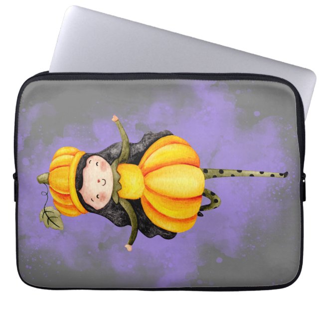 Stellalunarts Pumpkin Halloween Cute Girl Laptop Sleeve (Front)