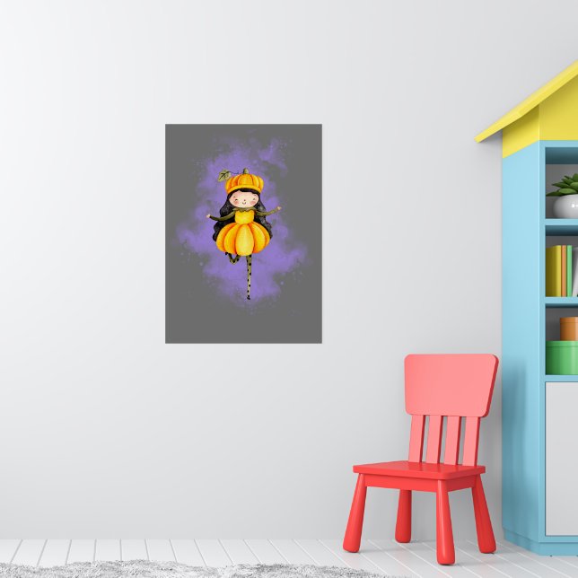 Stellalunarts Pumpkin Halloween Cute Girl  Poster (Nursery 1)
