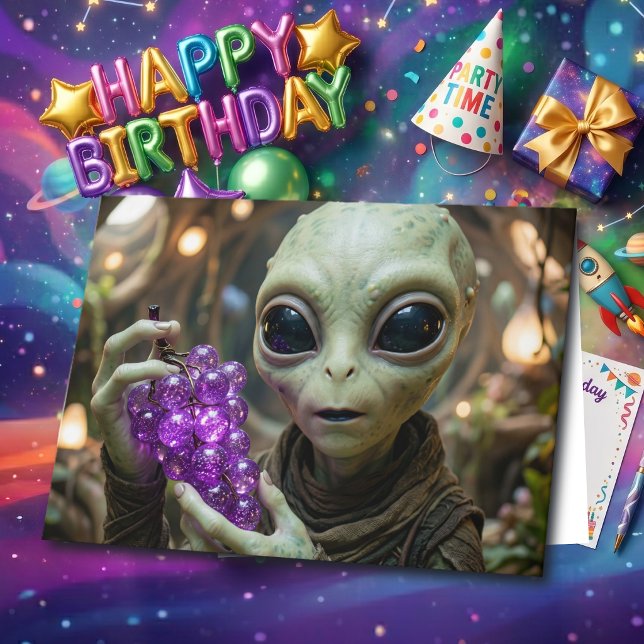 Stellar Alien | Wishing you a Grape Birthday Card (Creator Uploaded)
