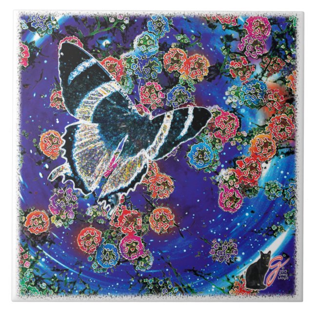Stellar Blooms Ceramic Tile (Front)