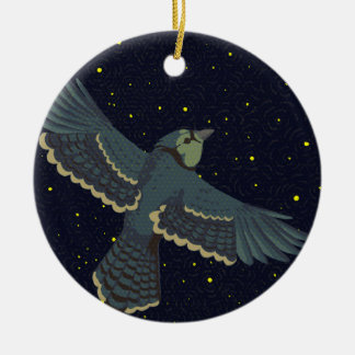 Stellar Blue Jay Ceramic Tree Decoration