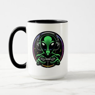 Stellar Button Smasher   Alien Playing Video Games Mug