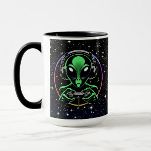 Stellar Button Smasher   Alien Playing Video Games Mug