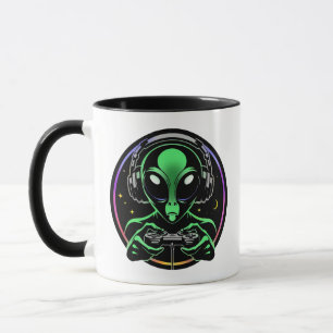 Stellar Button Smasher   Alien Playing Video Games Mug