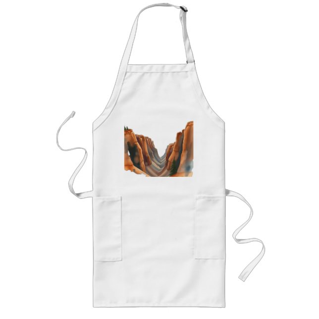 Stellar Canyon Watercolor Landscape Long Apron (Front)