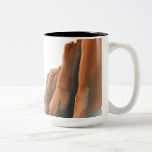 Stellar Canyon Watercolor Landscape Two-Tone Coffee Mug