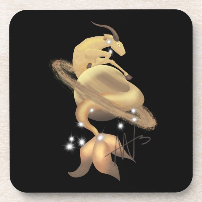 Stellar Capricorn Saturn Zodiac Coaster (Front)