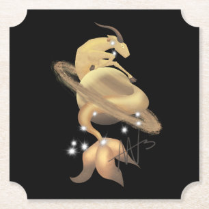 Stellar Capricorn Saturn Zodiac Paper Coaster