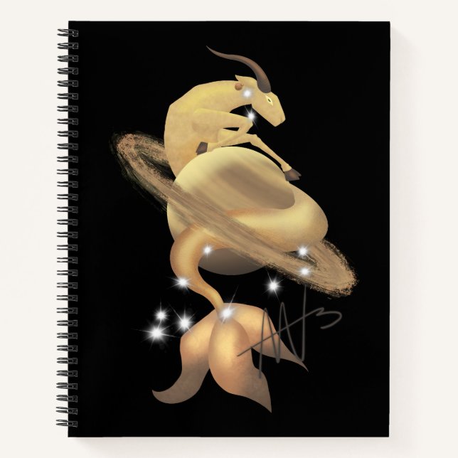 Stellar Capricorn Saturn Zodiac Spiral Notebook (Front)
