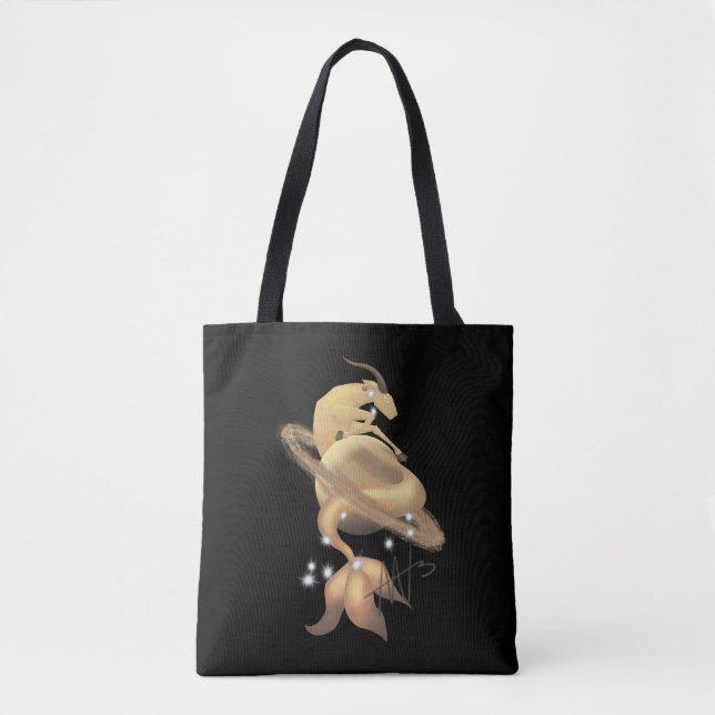 Stellar Capricorn Saturn Zodiac Tote Bag (Front)