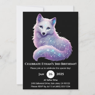 Stellar Constellation Wolf Birthday Invitation