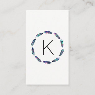 Stellar Feather Pattern with Monogram Business Card