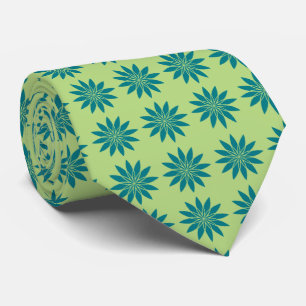 Stellar Geometric Floral Teal & Lime Two-Sided Tie