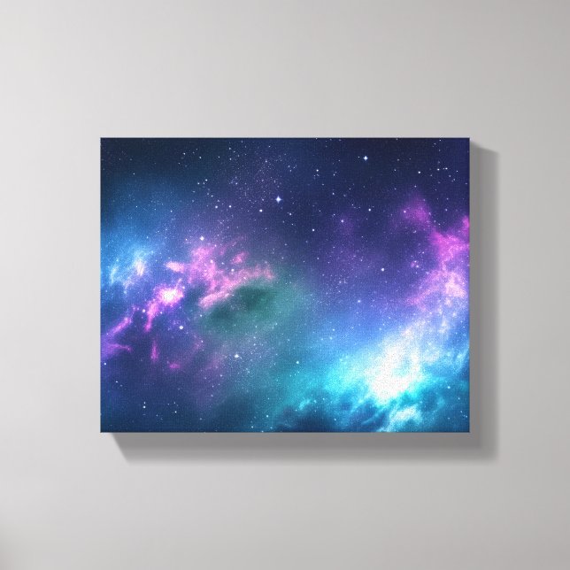 Stellar Illumination: Nebula with Glowing Stars Canvas Print (Front)