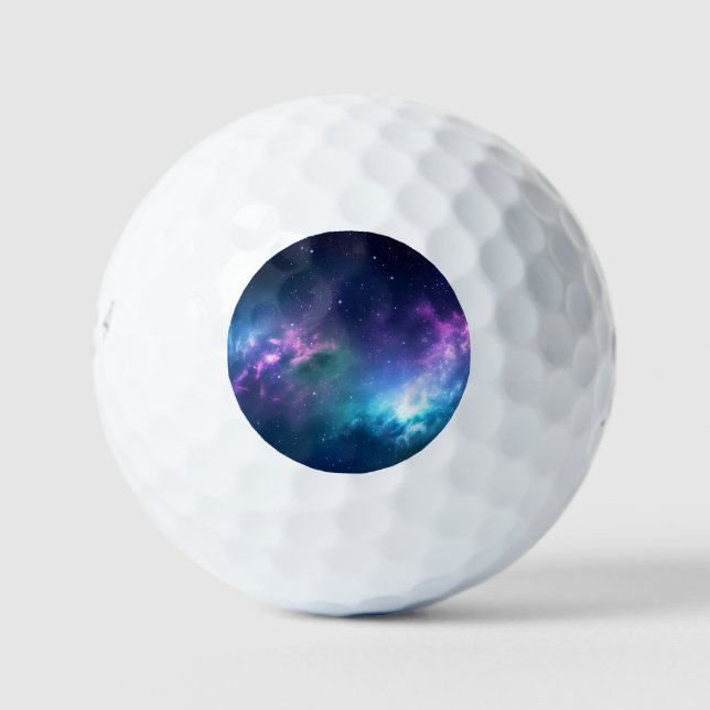 Stellar Illumination: Nebula with Glowing Stars Golf Balls (Front)