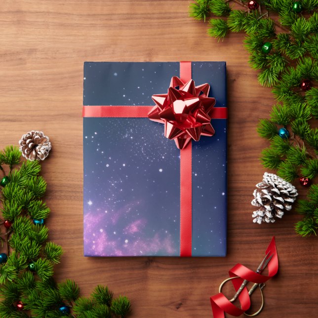 Stellar Illumination: Nebula with Glowing Stars Wrapping Paper (Holiday Gift)