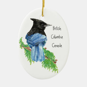 Stellar Jay B.C. British Columbian, Canada Ceramic Tree Decoration