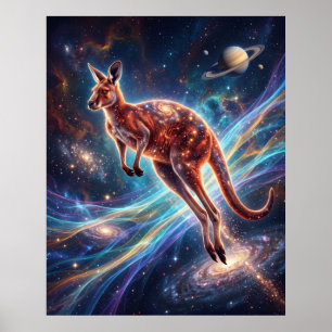 Stellar Kangaroo Leaping Solar Wind Art Poster