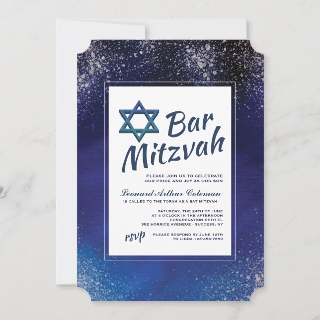 Stellar Night Bar Mitzvah Invitation (Front)