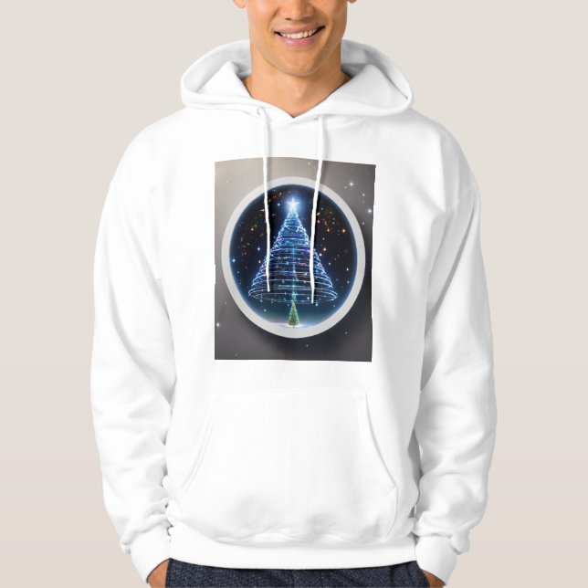 "Stellar Noel: Christmas Tree in Space Hoodie" Hoodie (Front)