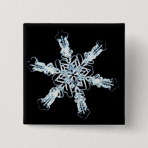 Stellar snow crystal 15 cm square badge