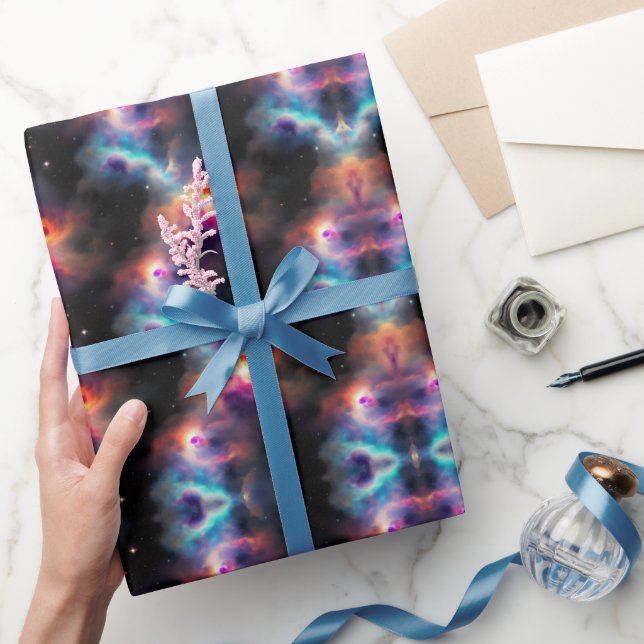 Stellar Symphony Galactic Nebulas Pattern Wrapping Paper (Gifting)