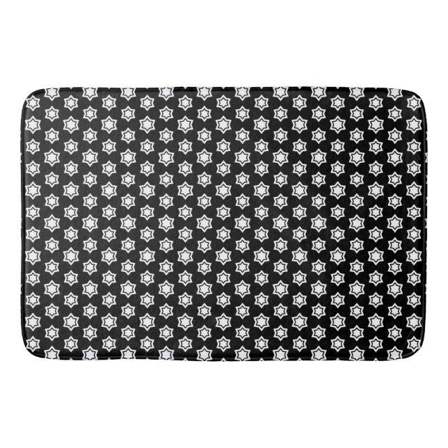 Stellar Tessellation: Repetitive White Stars Bath Mat (Front)