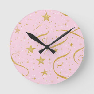 Stellar Time – Pink & Gold Star Digital Clock