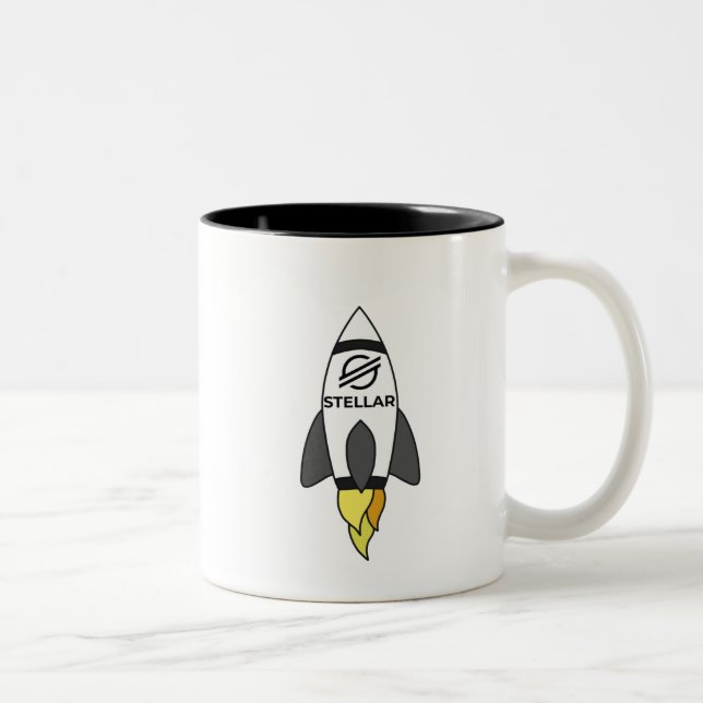 Stellar To The Moon Rocket Two-Tone Coffee Mug (Right)